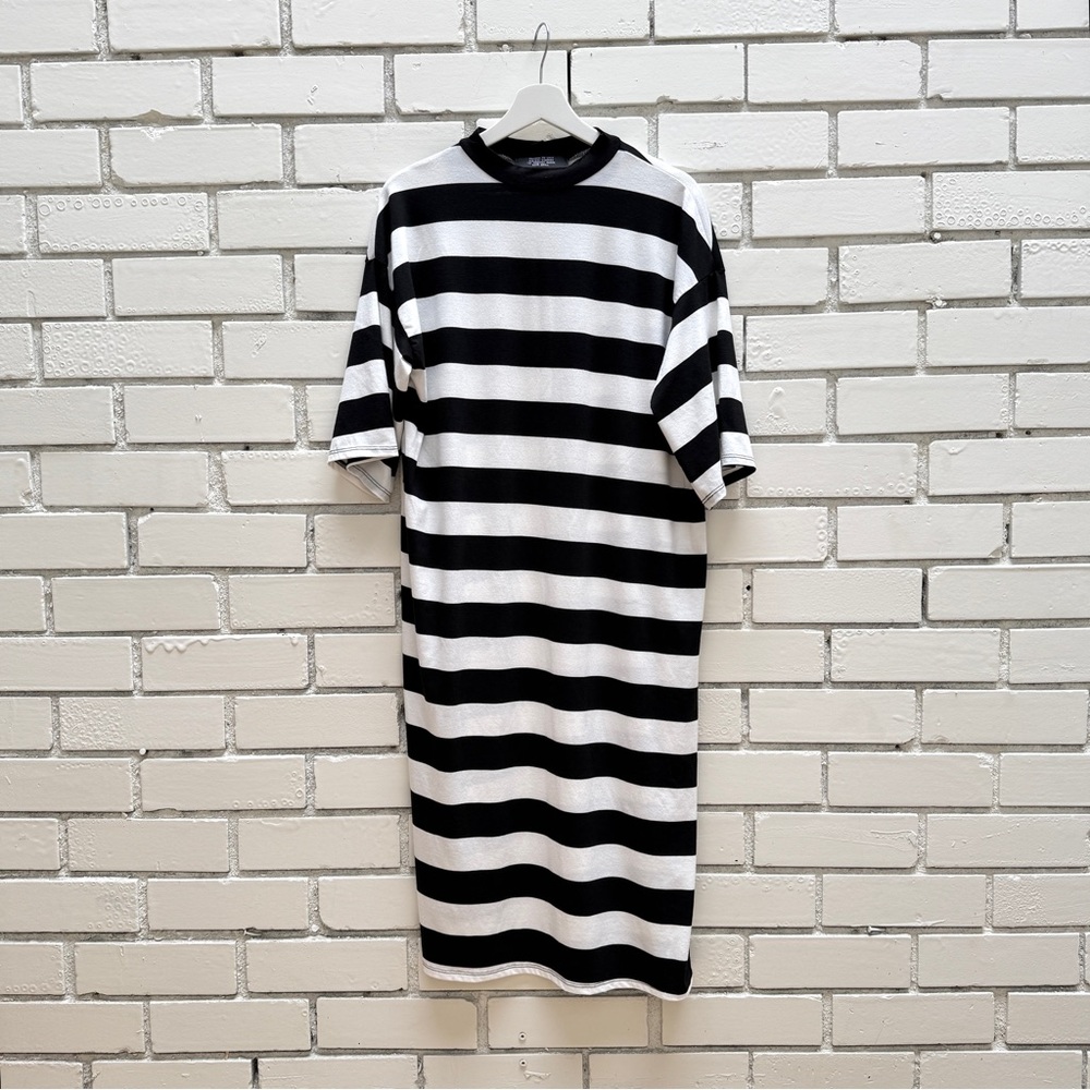 Black and White Striped T-Shirt Dress